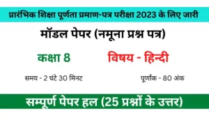 कक्षा 8 मॉडल पेपर हिन्दी